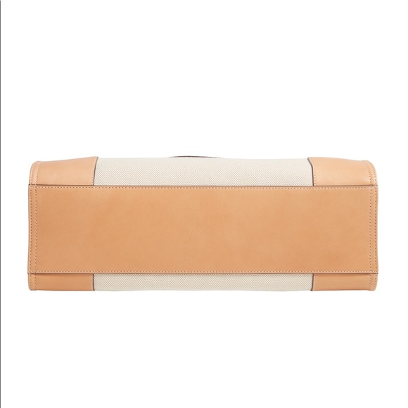 Tory Burch Ella Leather Canvas Tote Natural - Picture 5 of 16